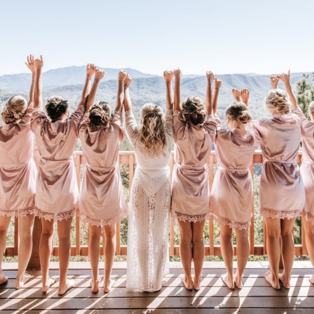 Dusty Rose Getting Ready Bridesmaid Robes, Maid of honor proposal, wedding day